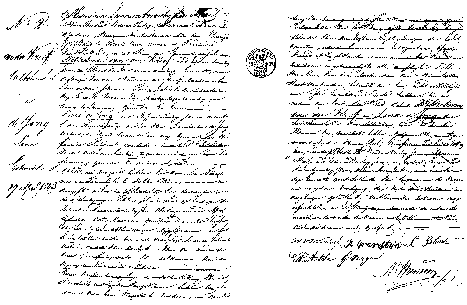 18430527 huw akte 2 Wilhelmus vd Kroef - Lena d Jong